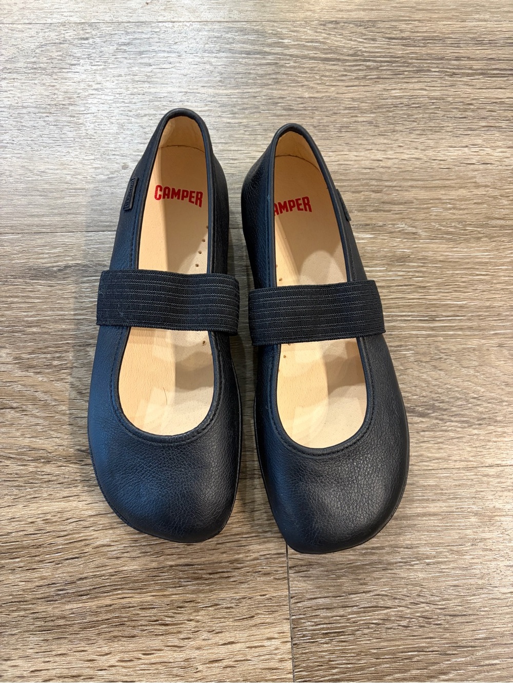 Camper Kids Black Elastic-Strap Mary Janes